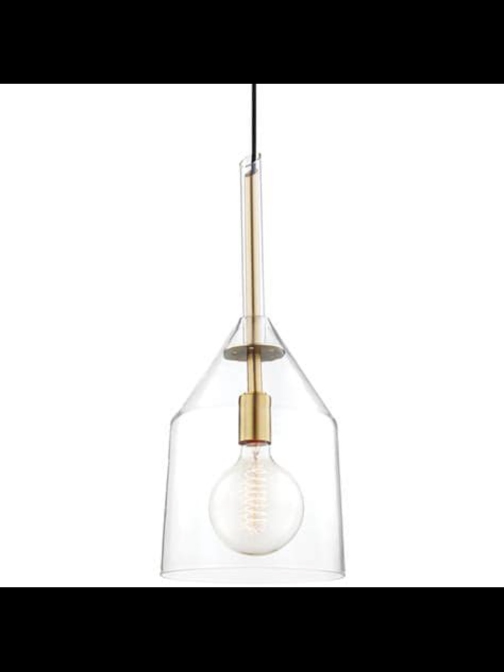 Glass Pendant Light with Brass Accent - Clear